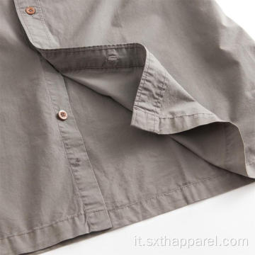 Camicia da uomo in tessuto di cotone twill a manica corta